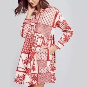 Maeve red and white babydoll dress